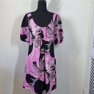 Tahari Pink and Black Midi Dress